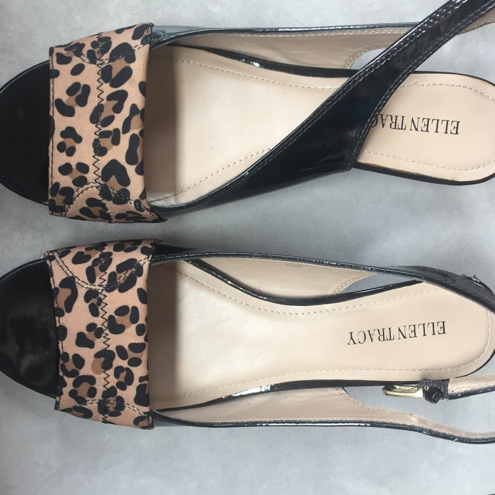 Ellen Tracy Peep Toe Slingback Wedge Sandals